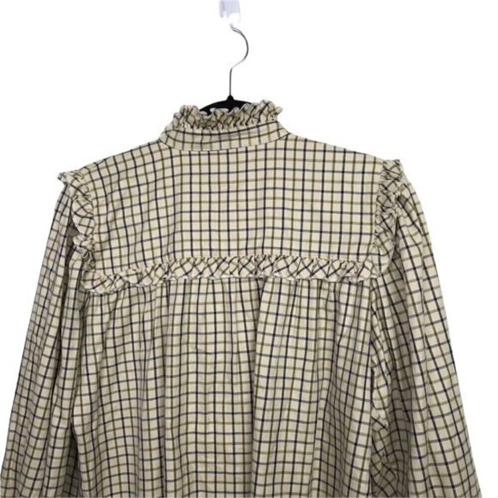Barbour by Alexa Chung Bella Plaid Tie Neck Blouse Approx Size US 14 Runs Big - Picture 6 of 10